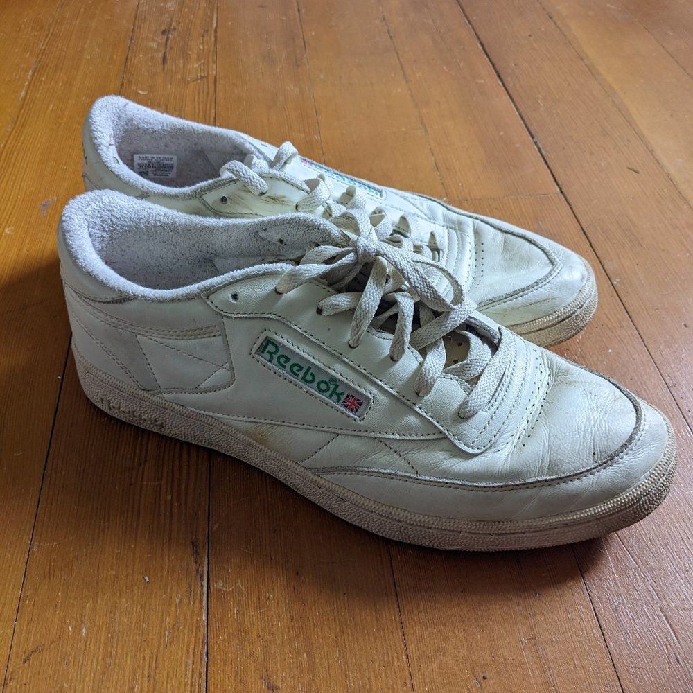 Perfectly Worn Vintage Reebok Club C 85  Cream / Off-White Running Shoes 11M